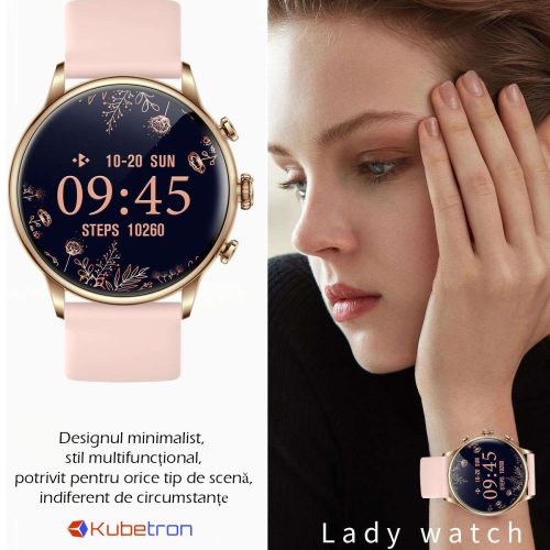Ceas Smartwatch Luxury Kubetron, Ecran AMOLED 1.43'', Monitorizare Sanatate - imagine 3