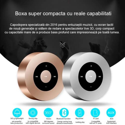 Boxă Portabilă Mini A8 cu Touch Inteligent | Impermeabilă | Mufă TF & AUX | Ideală pentru Copii - imagine 2